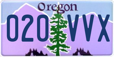 OR license plate 020VVX