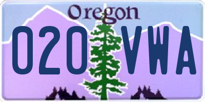 OR license plate 020VWA