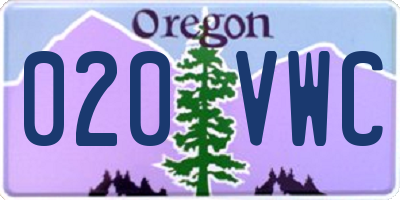 OR license plate 020VWC