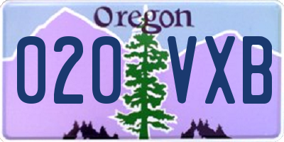 OR license plate 020VXB