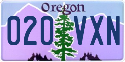 OR license plate 020VXN