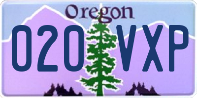 OR license plate 020VXP