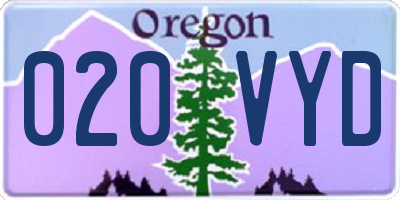 OR license plate 020VYD
