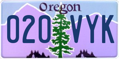 OR license plate 020VYK