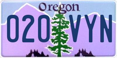 OR license plate 020VYN