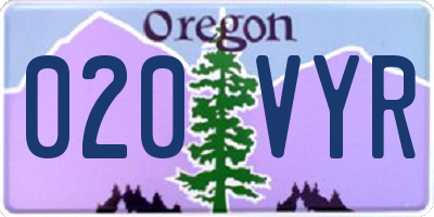 OR license plate 020VYR