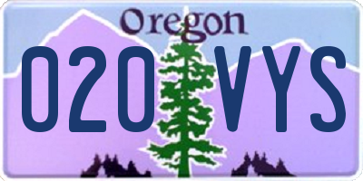 OR license plate 020VYS
