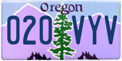 OR license plate 020VYV