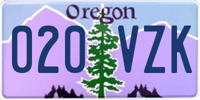 OR license plate 020VZK