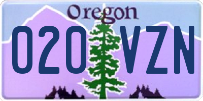OR license plate 020VZN