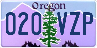 OR license plate 020VZP
