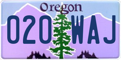 OR license plate 020WAJ