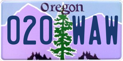 OR license plate 020WAW