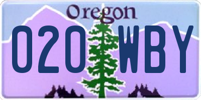 OR license plate 020WBY