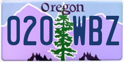 OR license plate 020WBZ