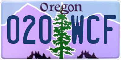 OR license plate 020WCF