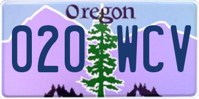 OR license plate 020WCV