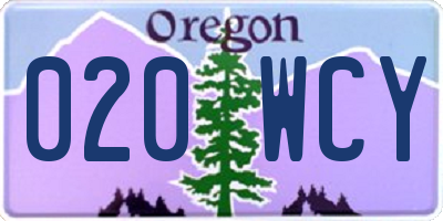OR license plate 020WCY