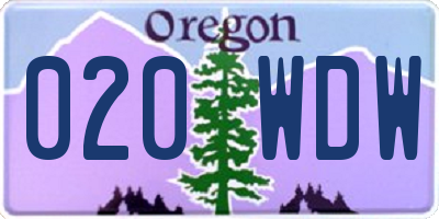 OR license plate 020WDW