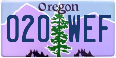 OR license plate 020WEF