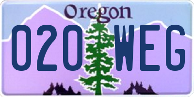 OR license plate 020WEG
