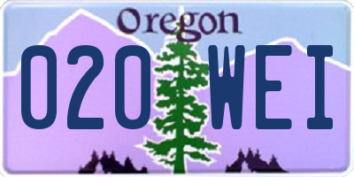 OR license plate 020WEI