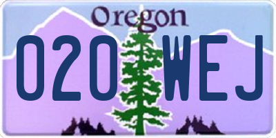 OR license plate 020WEJ