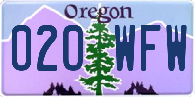 OR license plate 020WFW