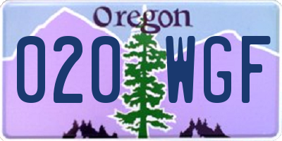 OR license plate 020WGF