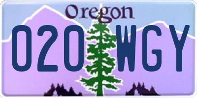 OR license plate 020WGY
