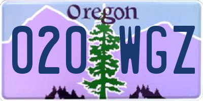 OR license plate 020WGZ