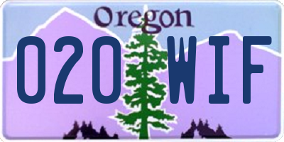 OR license plate 020WIF