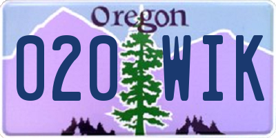OR license plate 020WIK