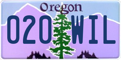 OR license plate 020WIL
