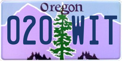 OR license plate 020WIT