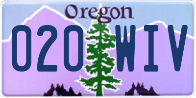 OR license plate 020WIV