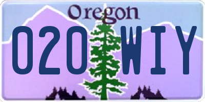 OR license plate 020WIY