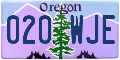 OR license plate 020WJE