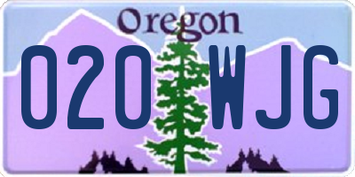 OR license plate 020WJG