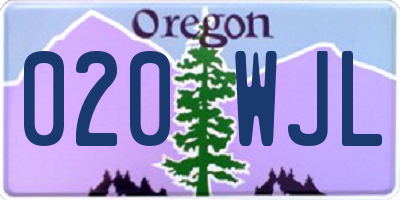 OR license plate 020WJL
