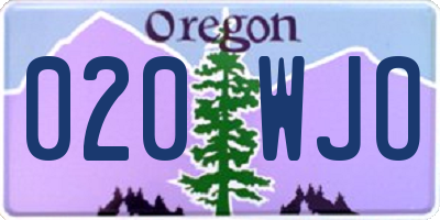 OR license plate 020WJO