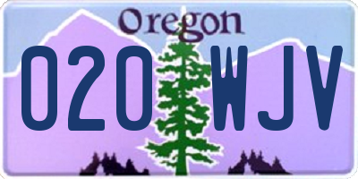 OR license plate 020WJV