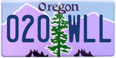 OR license plate 020WLL