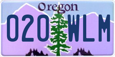 OR license plate 020WLM