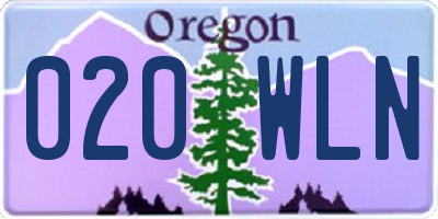OR license plate 020WLN