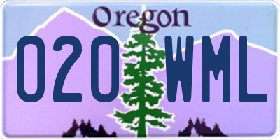OR license plate 020WML