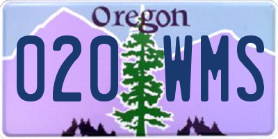OR license plate 020WMS
