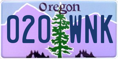 OR license plate 020WNK