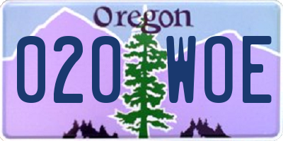 OR license plate 020WOE