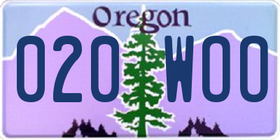 OR license plate 020WOO